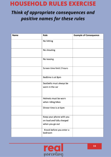 household rules exercise